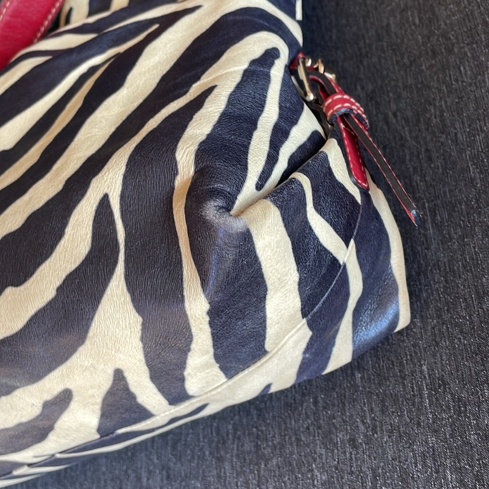 Dooney & Bourke Zebra Print Leather Bag vintage 14x16” - Picture 9 of 15